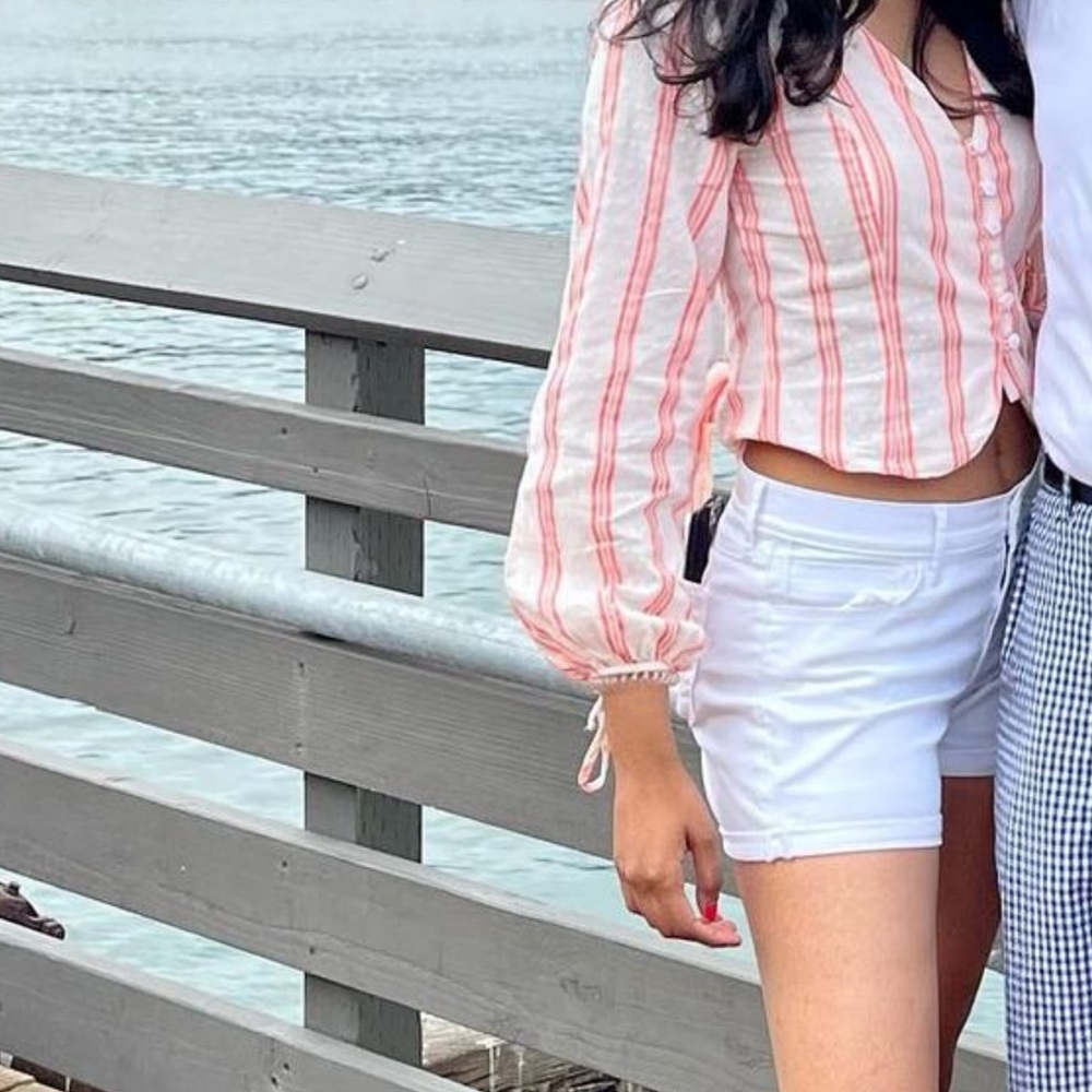 The Good Jane: Canteloupe Striped Blouse